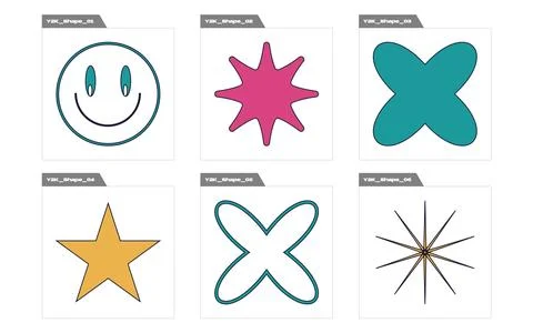 Set of Y2K style vectors of objects. Extraordinary Graphic Assets. For modern T Stock Illustration
