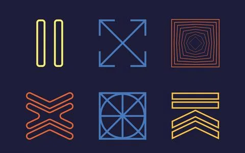 Set of Y2K style vectors of objects. Trendy geometric postmodern figures Stock Illustration