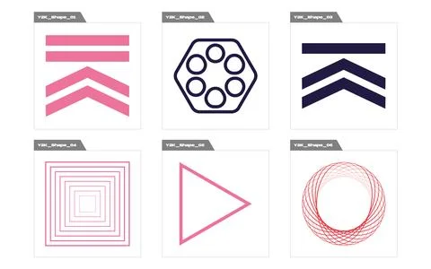 Set of Y2K style vectors of objects. Trendy geometric postmodern figures. For Illustrazione stock