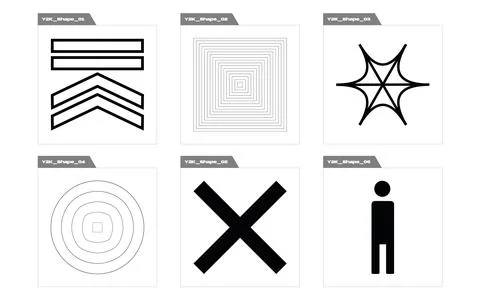 Set of Y2K style vectors of objects. Trendy geometric postmodern figures. Flat 스톡 일러스트