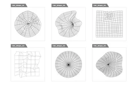 Set of Y2K style vectors of objects. Trendy geometric postmodern figures Illustrazione stock