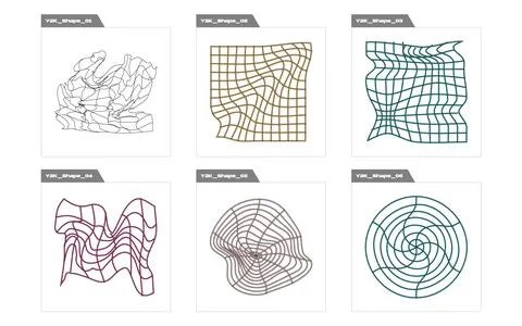 Set of Y2K style vectors of objects. Retro futuristic graphic ornaments. Modern Stock Illustration