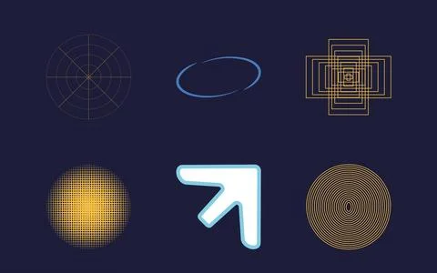 Set of Y2K style vectors of objects. Extraordinary Graphic Assets. Elements for Stock Illustration