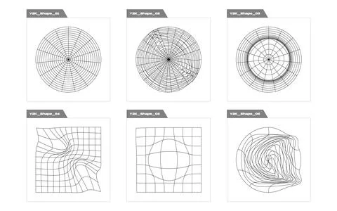 Set of Y2K style vectors of objects. Big collection of abstract graphic Stock Illustration