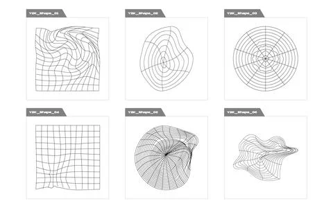 Set of Y2K style vectors of objects. Trendy geometric postmodern figures. For Stock Illustration