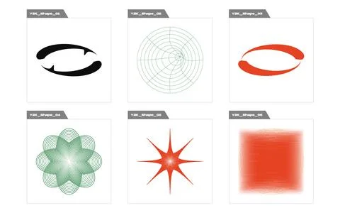 Set of Y2K style vectors of objects. Trendy geometric postmodern figures イラスト素材