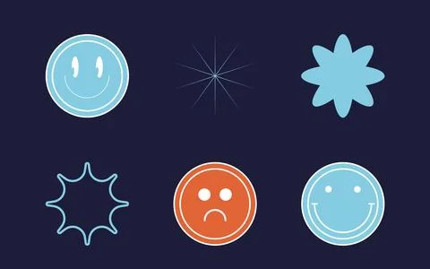 Set of Y2K style vectors of objects. Trendy geometric postmodern figures. For Stock Illustration