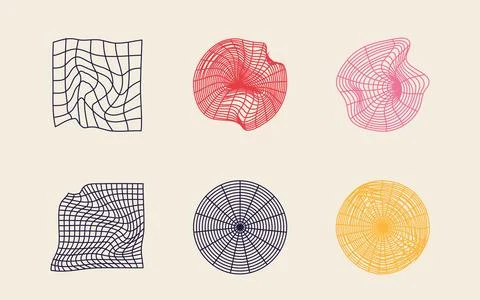 Set of Y2K style vectors of objects. Big collection of abstract graphic Stock Illustration