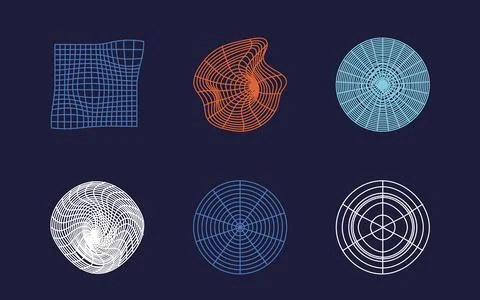 Set of Y2K style vectors of objects. Big collection of abstract graphic Stock Illustration