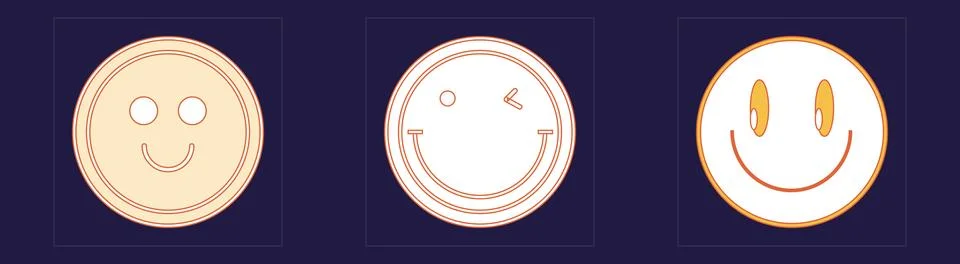 Set of Y2K style vectors of objects. Rave psychedelic retro futuristic set. For Stock Illustration