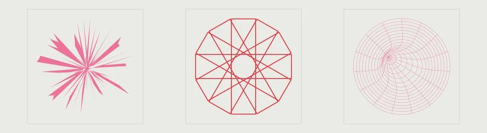 Set of Y2K style vectors of objects. Trendy geometric postmodern figures Stock Illustration