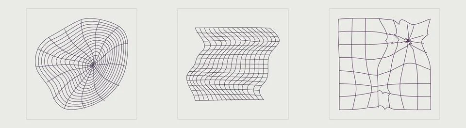 Set of Y2K style vectors of objects. Trendy geometric postmodern figures イラスト素材