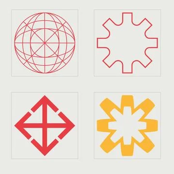 Set of Y2K style vectors of objects. Big collection of abstract graphic Illustrazione stock
