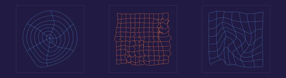 Set of Y2K style vectors of objects. Trendy geometric postmodern figures Stock Illustration