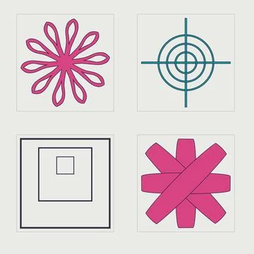 Set of Y2K style vectors of objects. Trendy geometric postmodern figures Stock Illustration