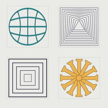 Set of Y2K style vectors of objects. Trendy geometric postmodern figures Stock Illustration