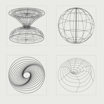 Set of Y2K style vectors of objects. Trendy geometric postmodern figures Stock Illustration