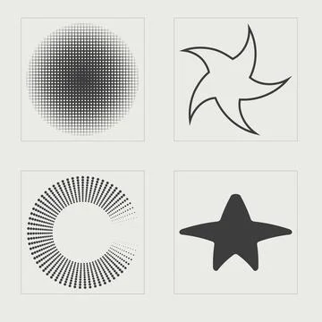 Set of Y2K style vectors of objects. Trendy geometric postmodern figures. For 스톡 일러스트