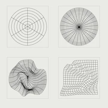 Set of Y2K style vectors of objects. Brutalism star and flower shapes. Templates Stock Illustration