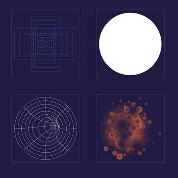 Set of Y2K style vectors of objects. Trendy geometric postmodern figures イラスト素材