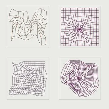 Set of Y2K style vectors of objects. Trendy geometric postmodern figures. Modern 库存插图