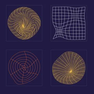 Set of Y2K style vectors of objects. Extraordinary Graphic Assets. Elements for Stock Illustration