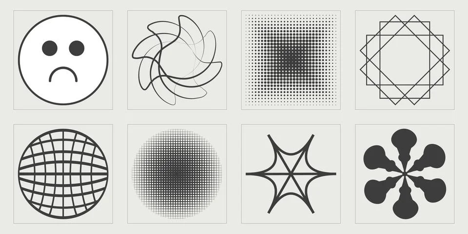 Set of Y2K style vectors of objects. Extraordinary Graphic Assets. Cyberpunk Stock Illustration