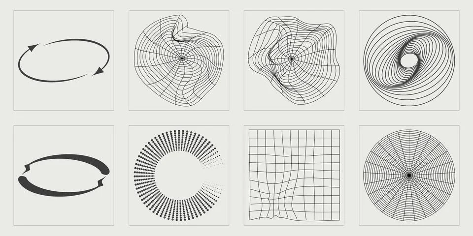 Set of Y2K style vectors of objects. Extraordinary Graphic Assets. Modern Stock Illustration