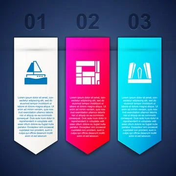 Set Yacht sailboat, House Edificio Mirador and Gate of Europe. Business infog Иллюстрация