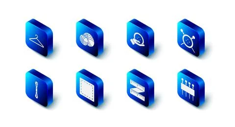 Set Yarn ball, Sewing button, and knitting needles, Needle for sewing, Tape m 스톡 일러스트