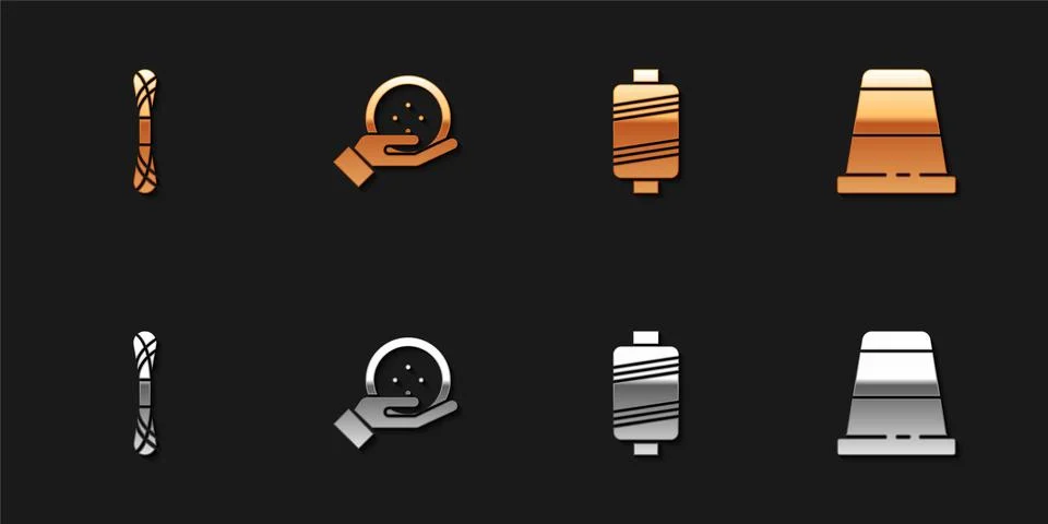 Set Yarn, Sewing button, thread and Thimble for sewing icon. Vector イラスト素材