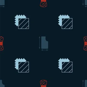 Set Yarn, Sewing pattern and Layers clothing textile on seamless pattern. Vector イラスト素材
