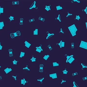 Set Yarn, Sewing pattern, Hanger wardrobe and on seamless pattern. Vector Stock Illustration