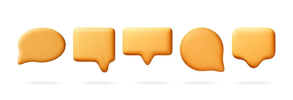 Set of yellow 3d speech bubble icons イラスト素材