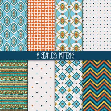 Set of yellow and blue patterns Stock Illustration
