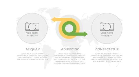Set of yellow and green elements for infographic with world map presentation Illustrazione stock