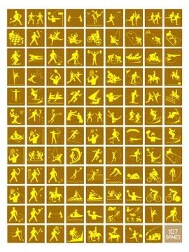 A Set of Yellow and Light Brown Sport Icons Stock-Illustration