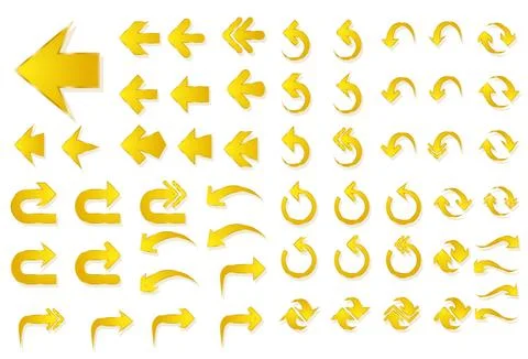 Set Of Yellow Arrows, Vector Illustration Stock Illustration