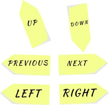 Set of yellow arrows vectors with text isolated on a white background Illustrazione stock