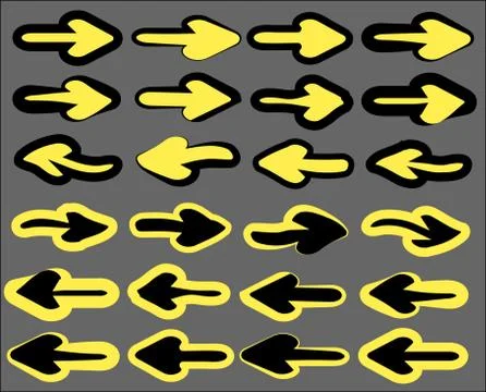 Set of yellow black arrows. Vector. EPS10. Stock Illustration
