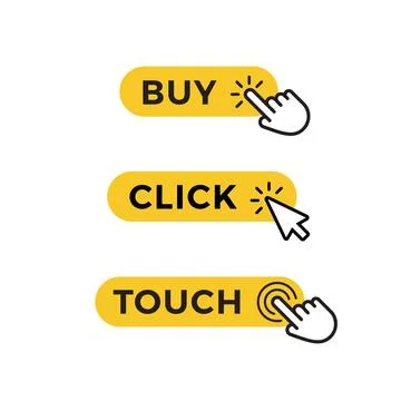Set of yellow buttons for purchase, selection or registration. Graphic element Stock Illustration
