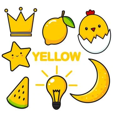 Set of yellow color elements. Yellow stickers. Vector clipart Illustrazione stock