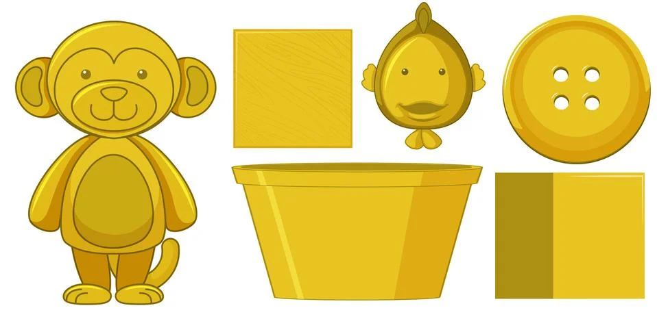 Set of yellow element object Stock Illustration