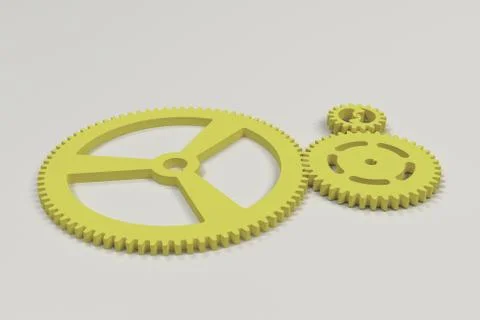 Set of yellow gears and cogs on white background Stock Illustration