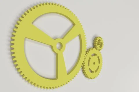 Set of yellow gears and cogs on white background Stock Illustration
