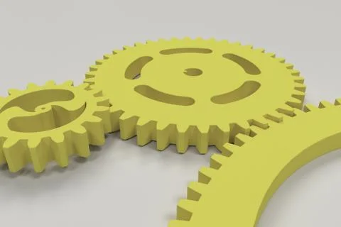 Set of yellow gears and cogs on white background Stock Illustration