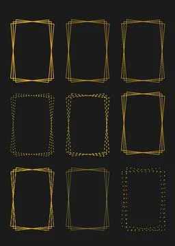 Set Of Yellow Geometric Rectangle Frames And Borders Stock Illustration