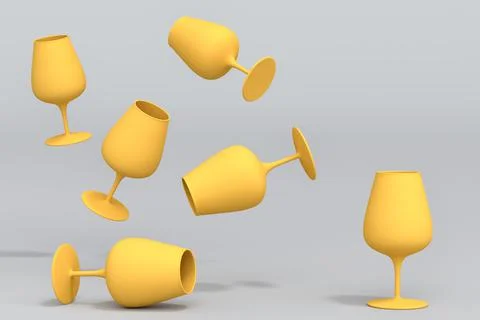 Set of yellow glasses of fresh draft beer on a grey monochrome background. 스톡 일러스트