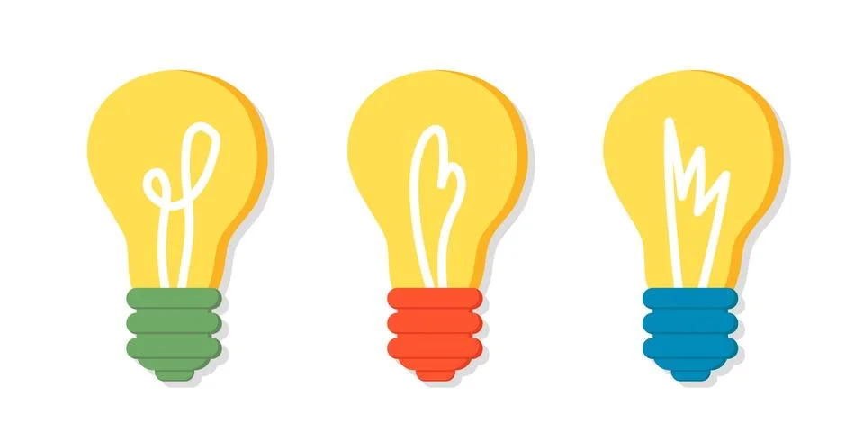Set of yellow light bulbs representing ideas Stock Illustration