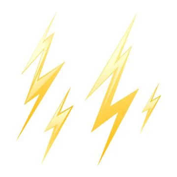 Set of yellow lightning. Stock Illustration